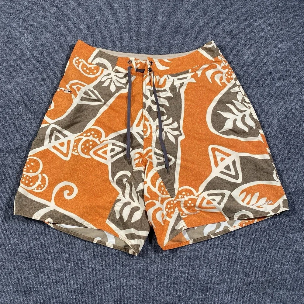 Patagonia Wavefarer Board Shorts Mens Size 35 Geometric Floral Abstract Print - Picture 1 of 10
